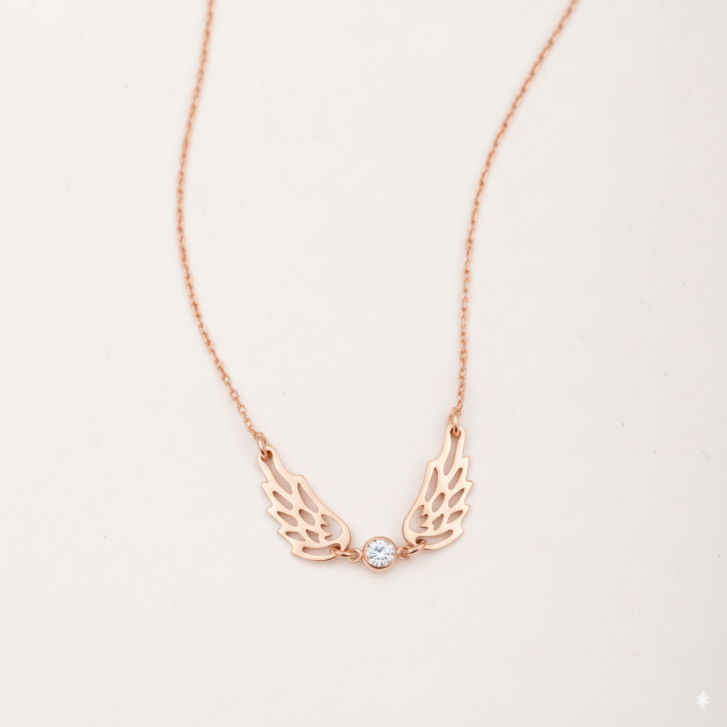 For Memorial -  I'm a Wife to a Husband Custom Birthstone Wing Necklace