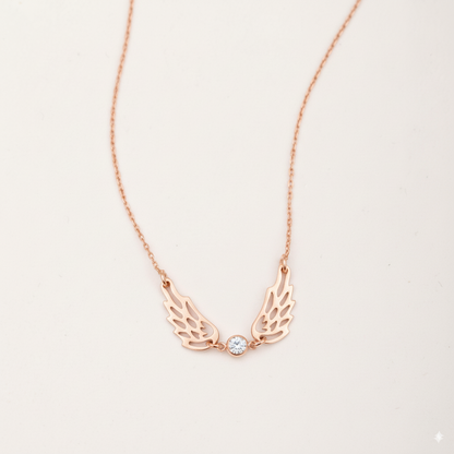 For Memorial -  I'm a Wife to a Husband Custom Birthstone Wing Necklace