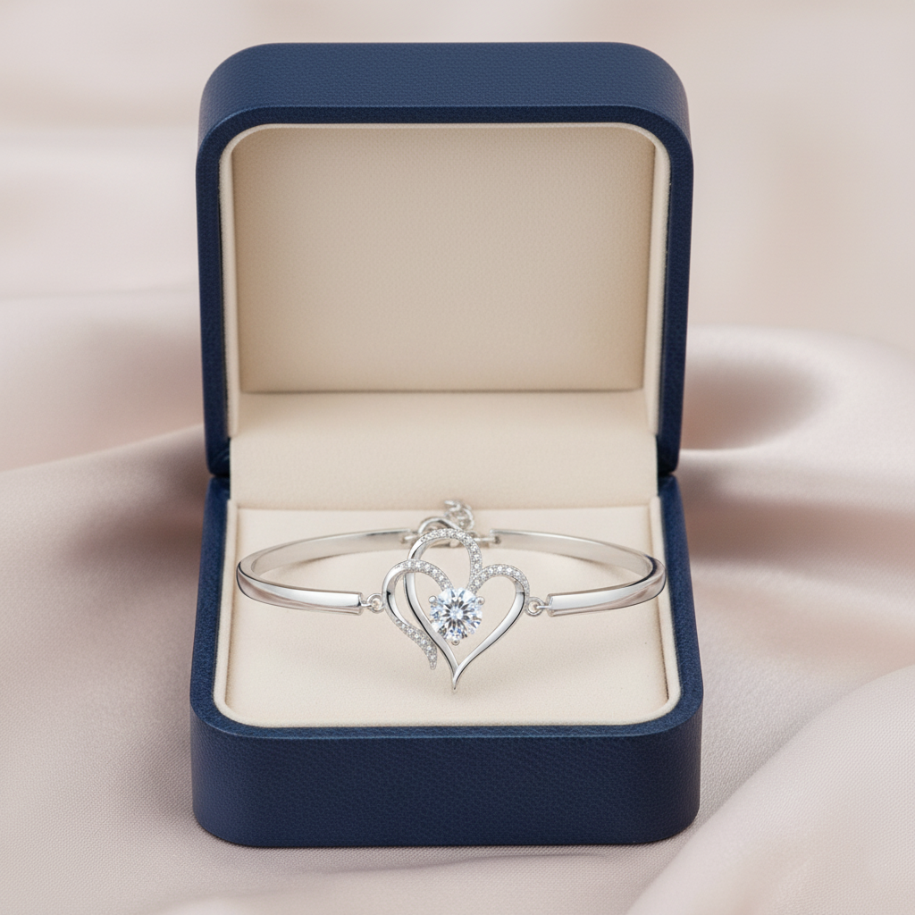 To My Granddaughter- We Are Connected By Heart Diamond Bracelet