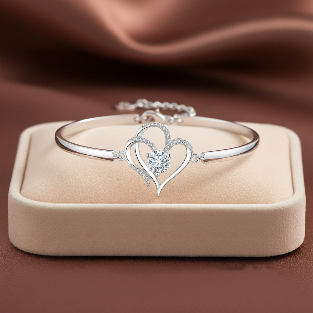 TO MY UNBIOLOGICAL DAUGHTER- I ALWAYS WITH YOU DOUBLE HEART BRACELET