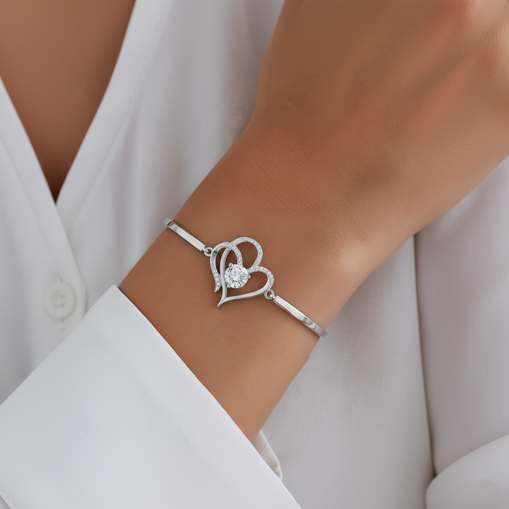 TO MY UNBIOLOGICAL DAUGHTER- I ALWAYS WITH YOU DOUBLE HEART BRACELET