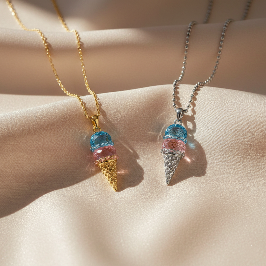 For Love- Custom Sweet Ice Cream Birthstones Necklace