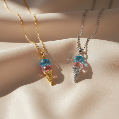 For Love- Custom Sweet Ice Cream Birthstones Necklace