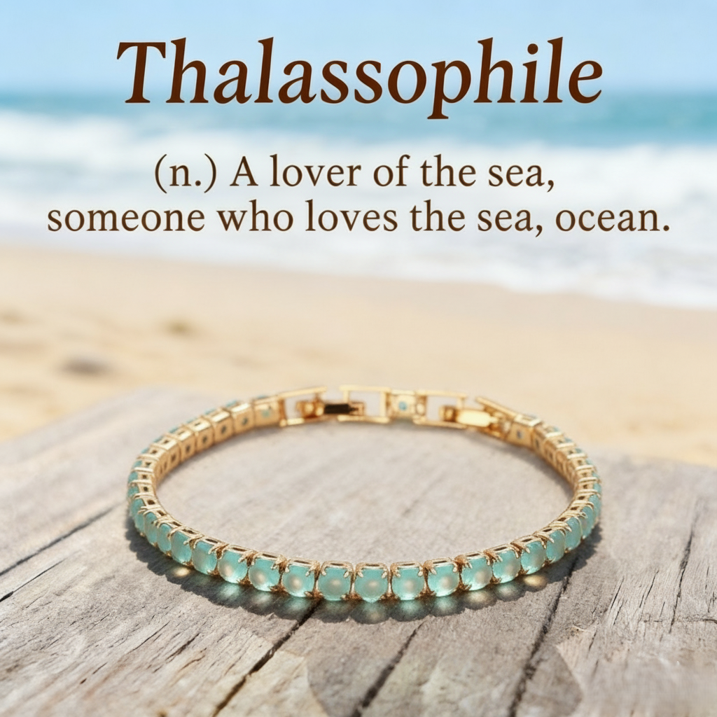 Thalassophile Teal Matte Crystal Tennis Bracelet