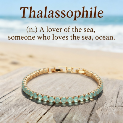 Thalassophile Teal Matte Crystal Tennis Bracelet