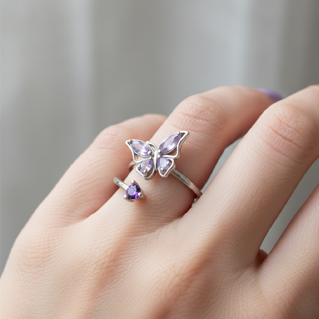 For Memoria- They Fly With Us Custom Birthstones Butterfly Ring