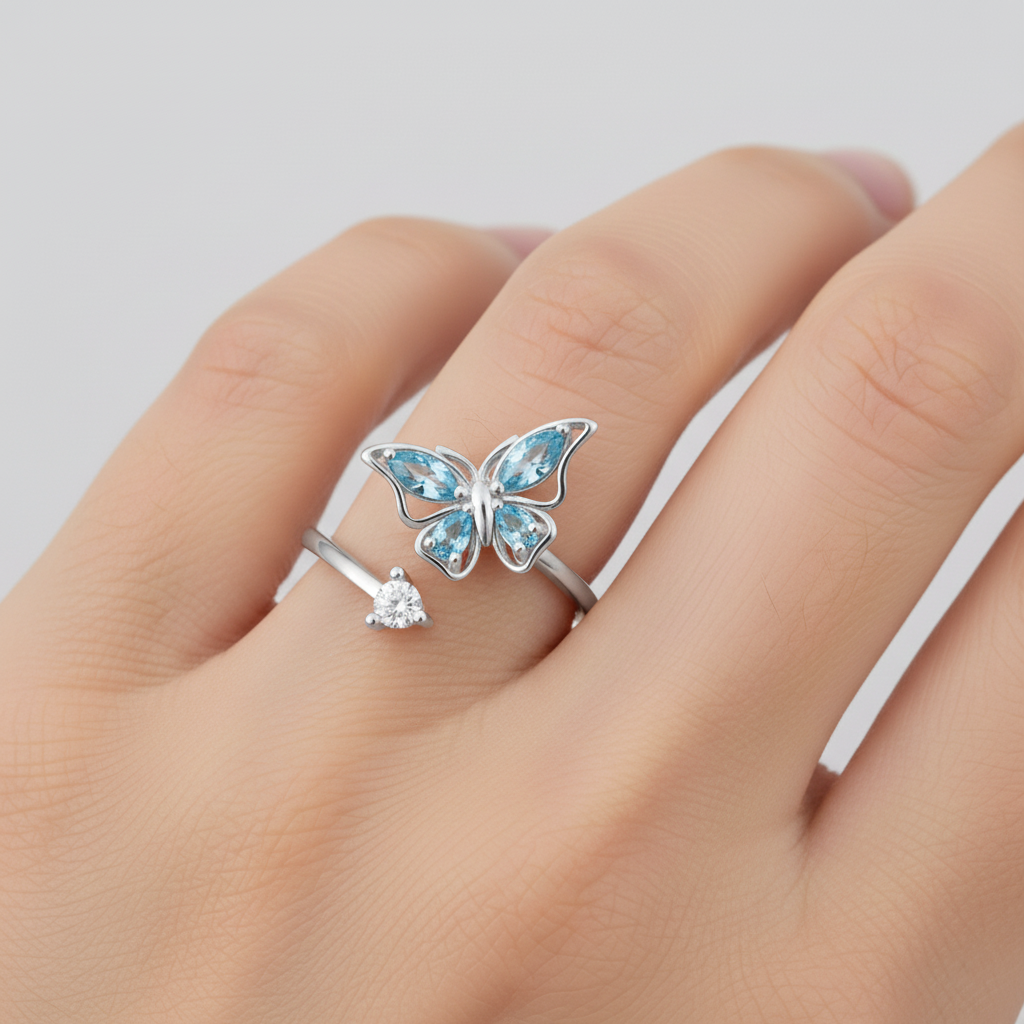 For Memoria- They Fly With Us Custom Birthstones Butterfly Ring