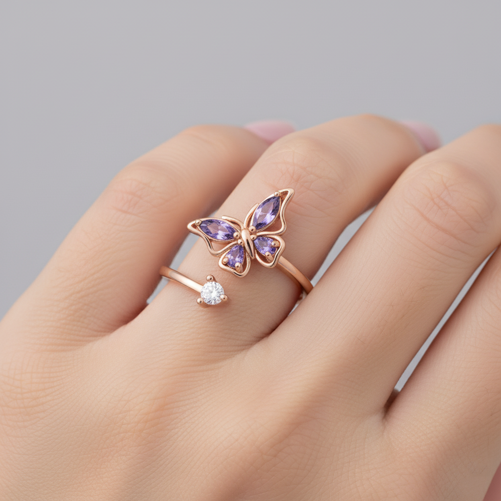 For Memoria- They Fly With Us Custom Birthstones Butterfly Ring