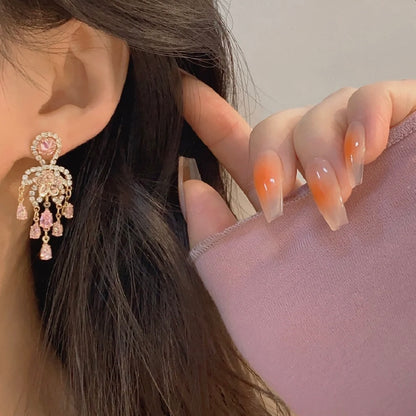 Hot Sale🎁Shiny Pink Tassel Earrings