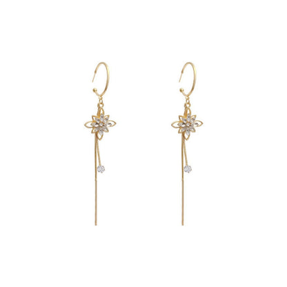 Hot Sale🎁Shiny Lotus Tassel Earrings