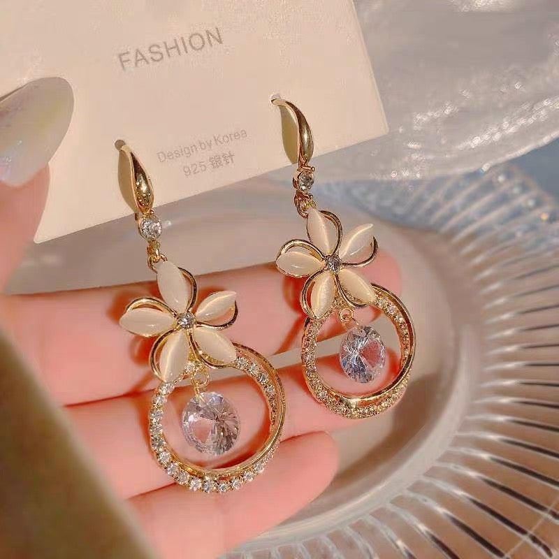 🌸Crystal Zircon Flower Pendant Earrings