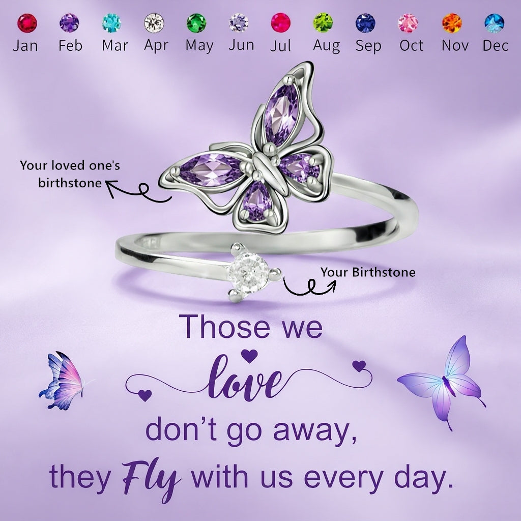 For Memoria- They Fly With Us Custom Birthstones Butterfly Ring