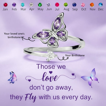 For Memoria- They Fly With Us Custom Birthstones Butterfly Ring