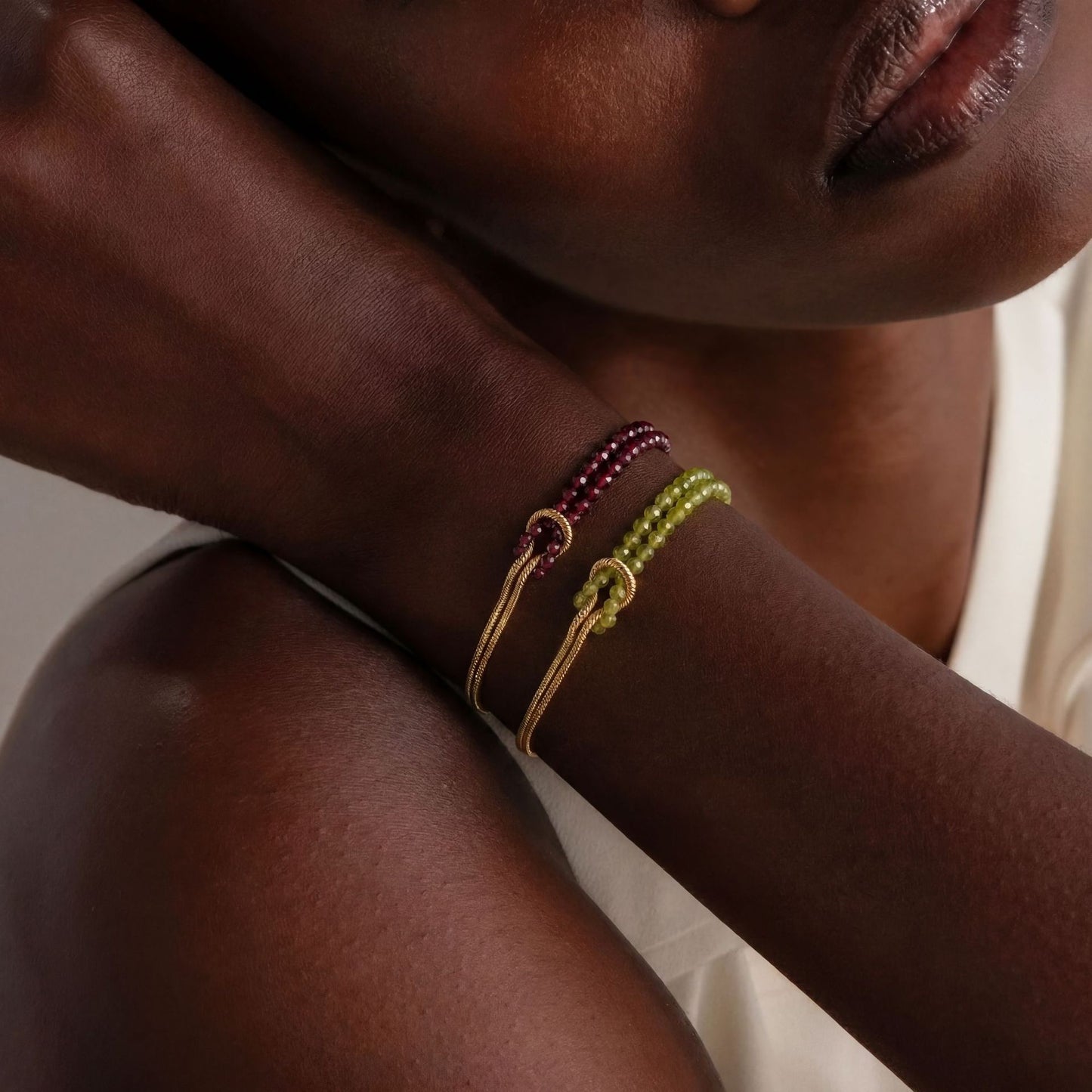 For Her – She Was Born to Be Strong Personalized Birthstone Beaded Knot Bracelet