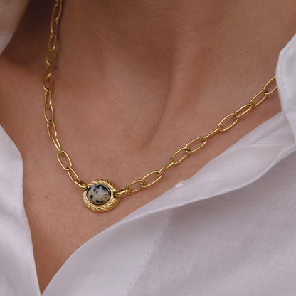 For the Mother You're Becoming-Dalmatian Jasper Egg Pendant Necklace
