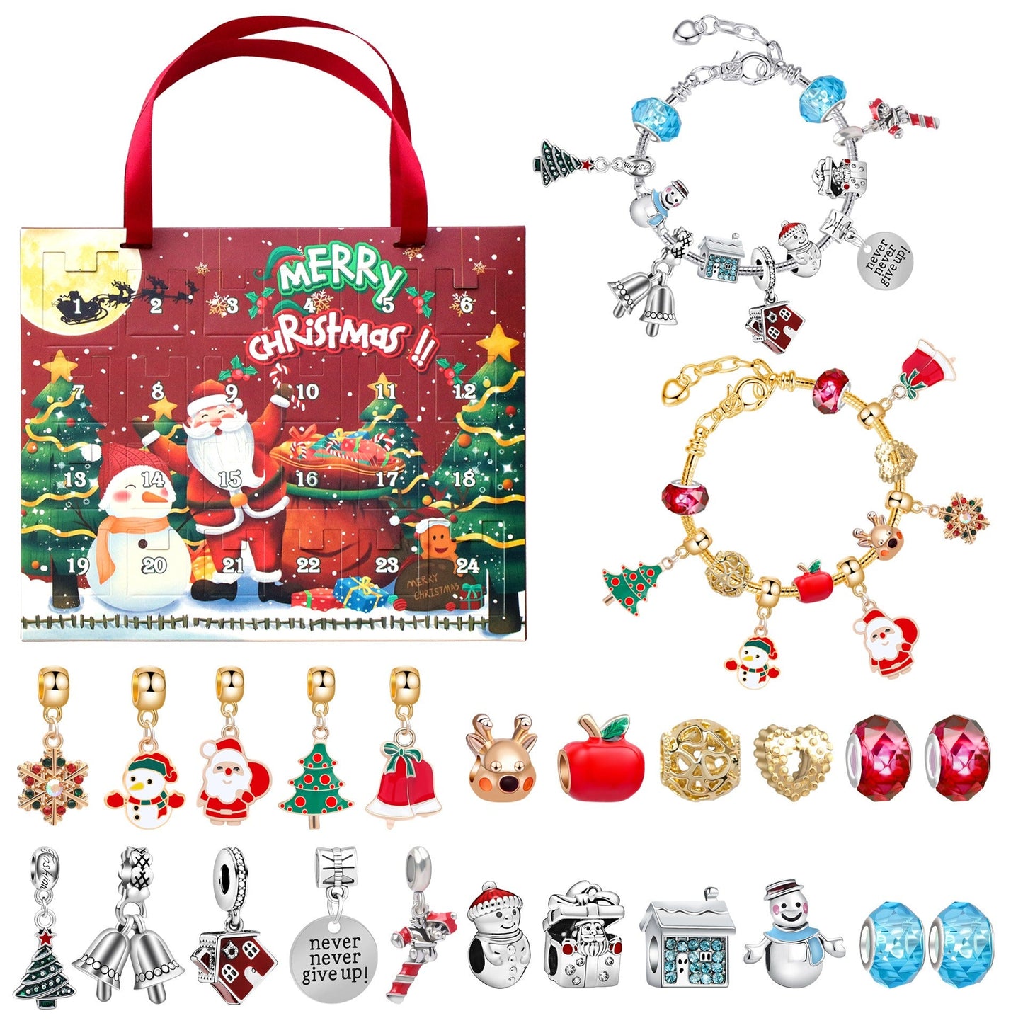 🎄24 DAYS OF CHRISTMAS ADVENT CALENDAR BRACELETS SET