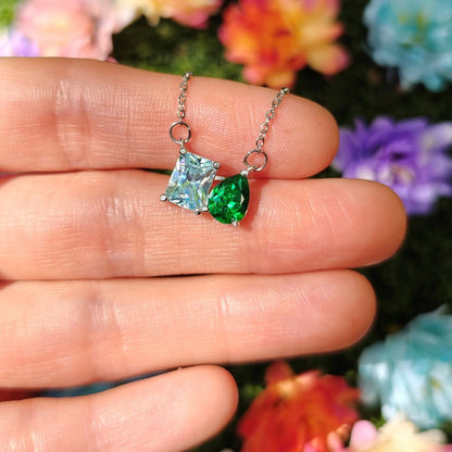 MOTHER AND DAUGHTER FOREVER LINKED TOGETHER CUSTOM BIRTHSTONES NECKLACE