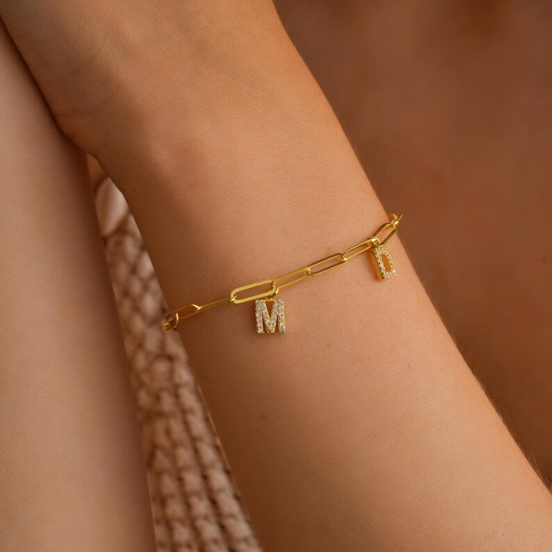 Minimalist Personalized Diamond Letter Bracelet