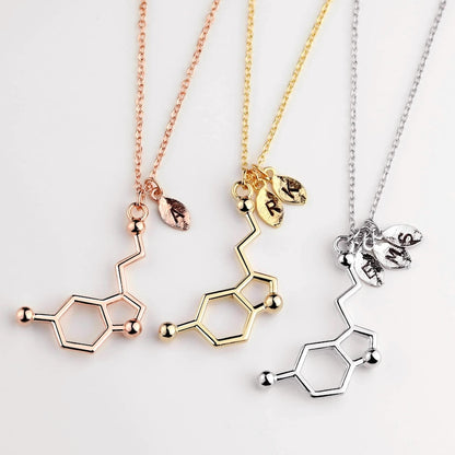 For Love - Personalized Initial Serotonin Molecule Necklace