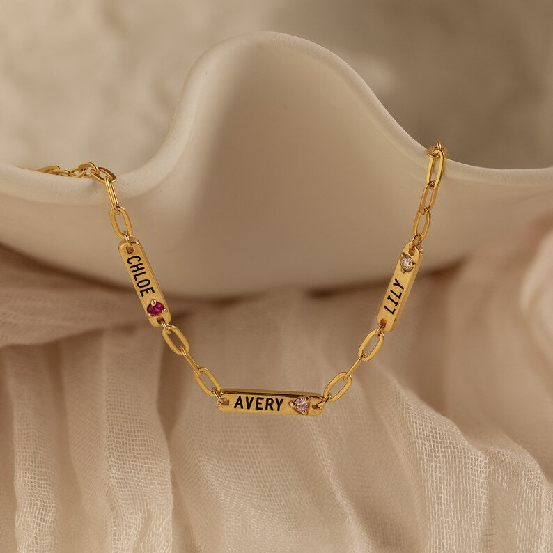 Minimalist Personalized Name&Birthstone Bracelet