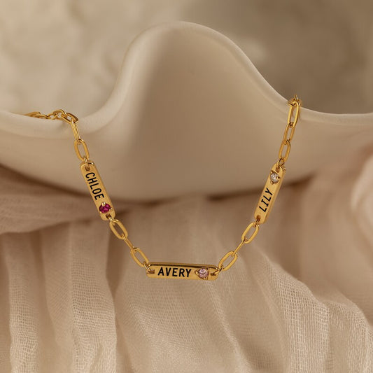 Minimalist Personalized Name&Birthstone Bracelet