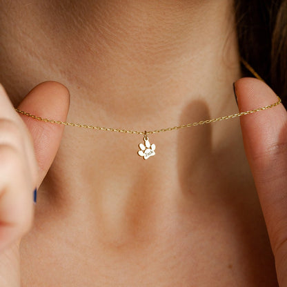 🐾 Custom Engraved Paw Print Necklace