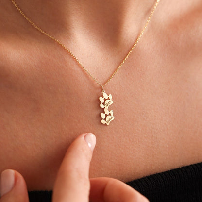 🐾 Custom Engraved Paw Print Necklace