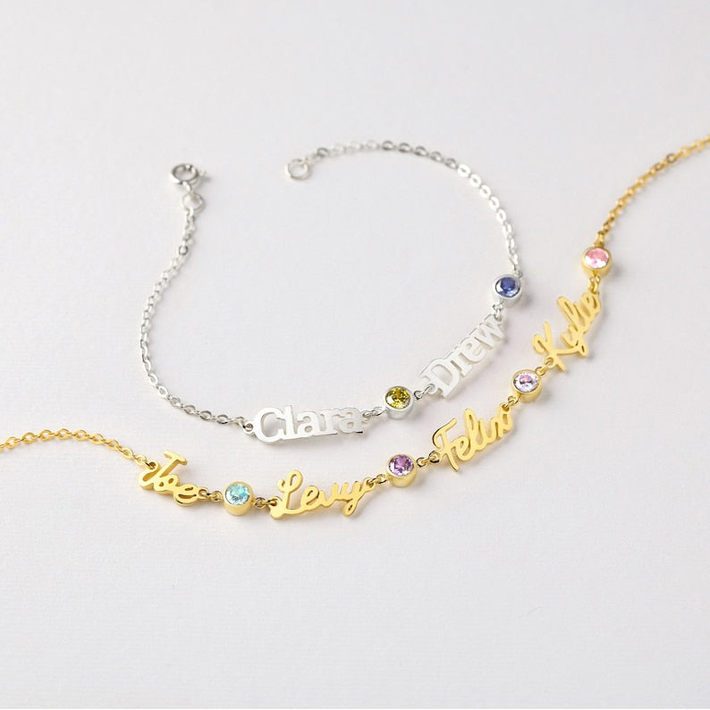 For Love - Custom Birthstone & Name Bracelet