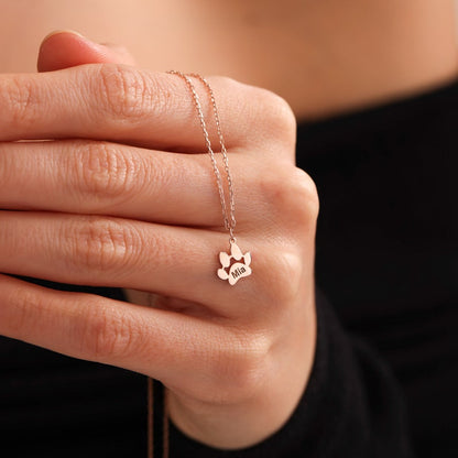 🐾 Custom Engraved Paw Print Necklace