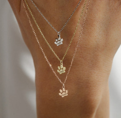 🐾 Custom Engraved Paw Print Necklace