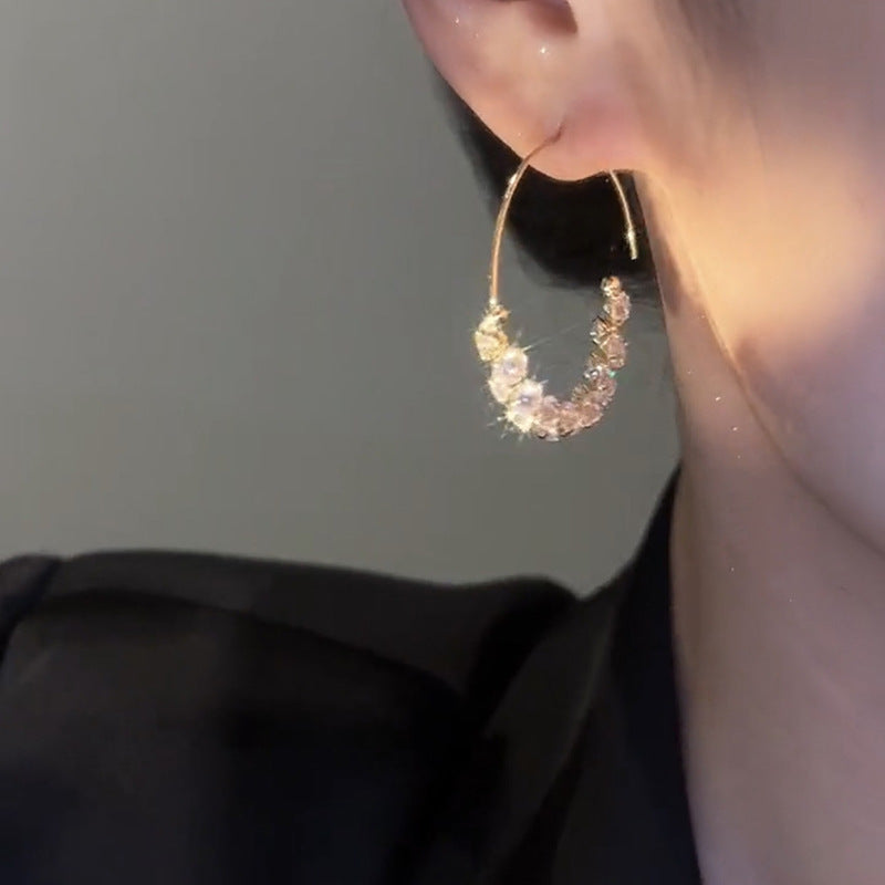 🌸French Style Hoop Zircon Earrings