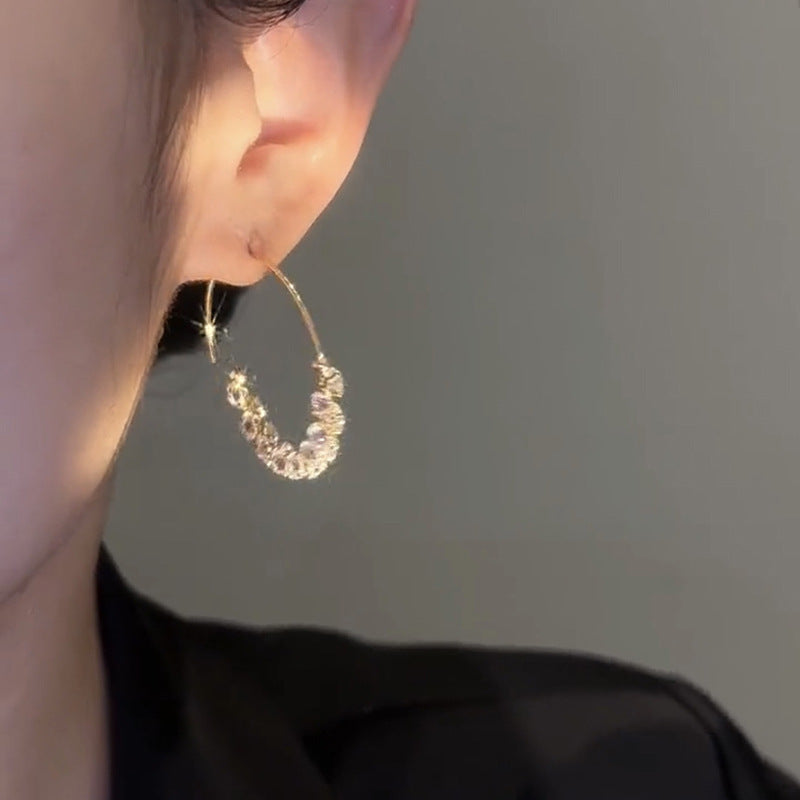 🌸French Style Hoop Zircon Earrings