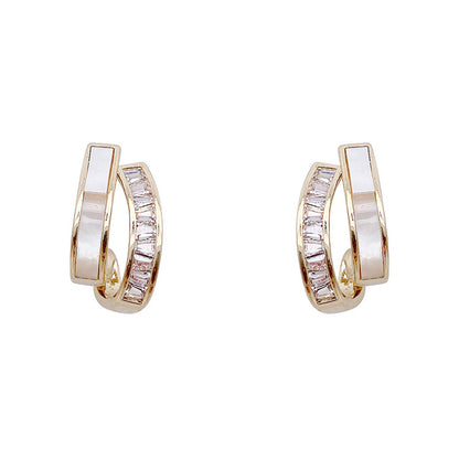 🌸French Style Zircon Shell Earrings