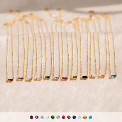 Custom Minimalist Birthstone Bar Necklace