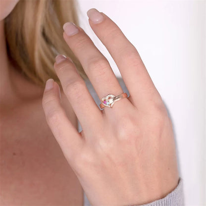 FOR LOVE - CUSTOM BIRTHSTONE & NAME HEART RING
