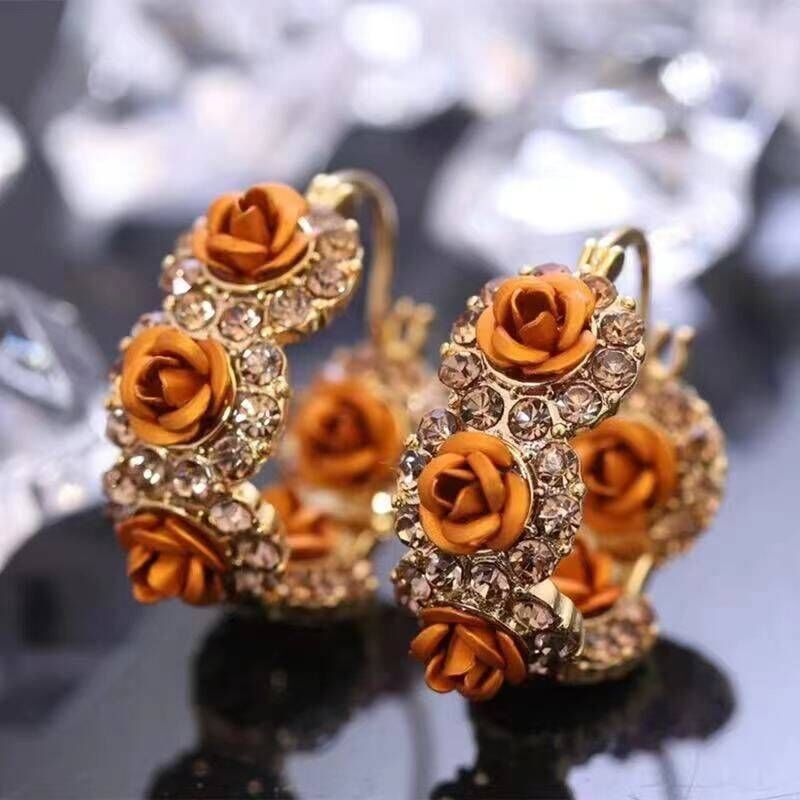 🌸French Style Retro Champagne Rose Earrings
