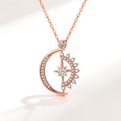For Unbiological Daughter - S925 Hearts Are Linked Moon And Star Necklace