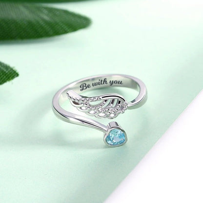 For Memorial - Customized Angel Wing by My Side Ring
