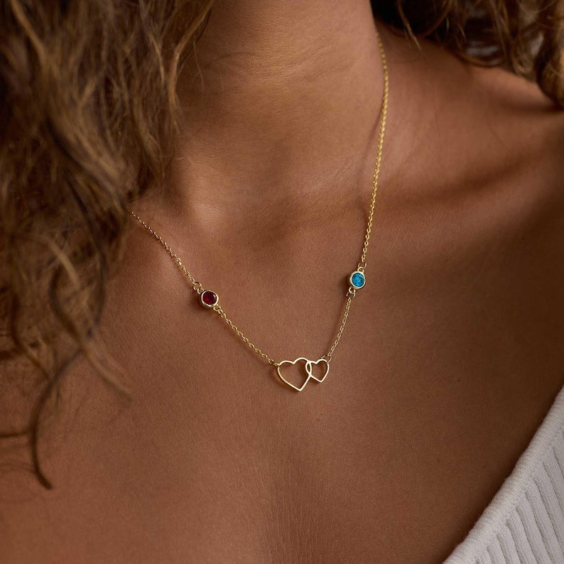 For My Daughter- Always With You Custom Double Birthstones Necklace