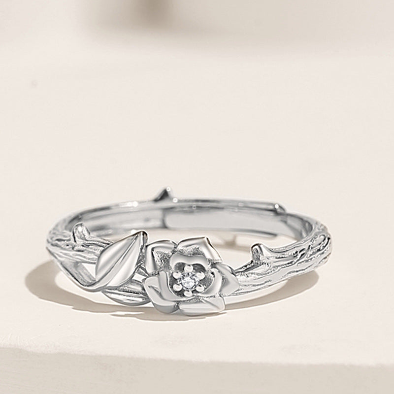 Hot Sale🎁Thorns and Roses S925 Silver Couple Ring