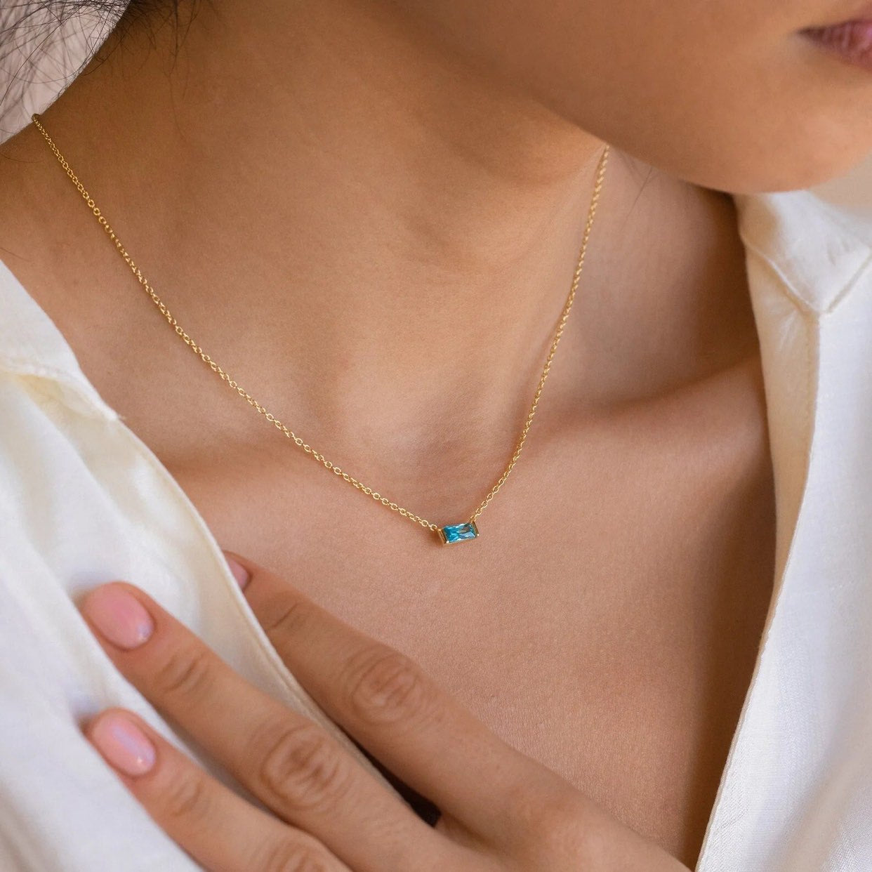 Custom Minimalist Birthstone Bar Necklace