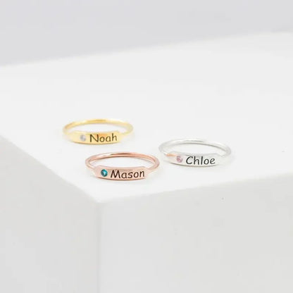 FOR MEMORIAL - CUSTOM NAME & BIRTHSTONR RING