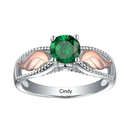 Personalized Hug From Heaven Memorial Angel Wings Ring