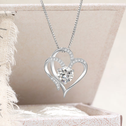To My Granddaughter -I Always With You Double Heart Necklace