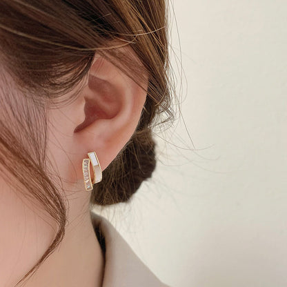 🌸French Style Zircon Shell Earrings