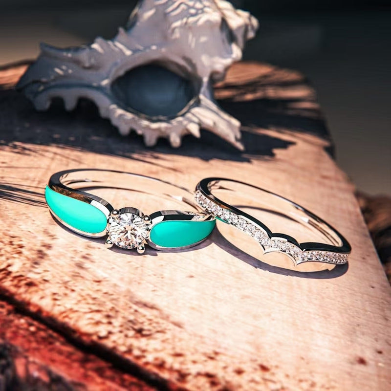 For Memorial - Until We Meet Again Single Diamond Wing-Stacking Ring