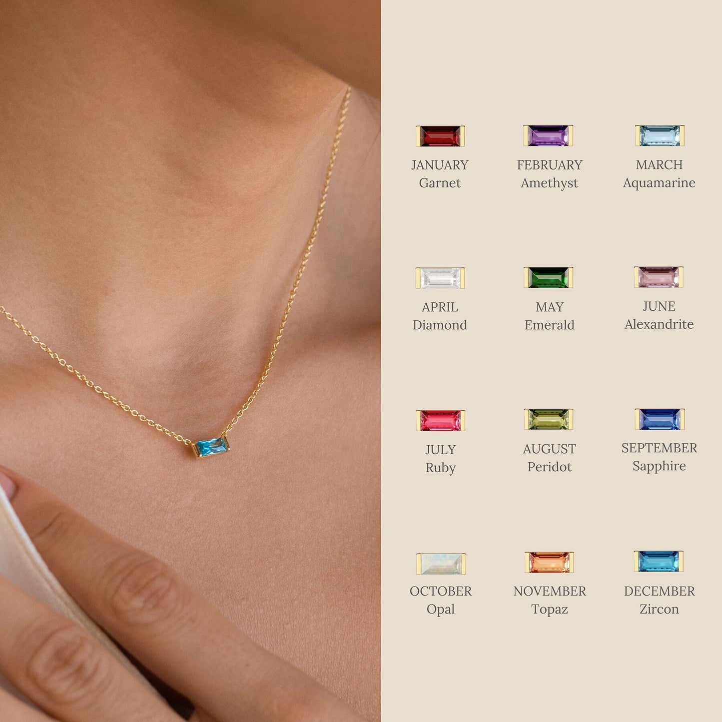 Custom Minimalist Birthstone Bar Necklace