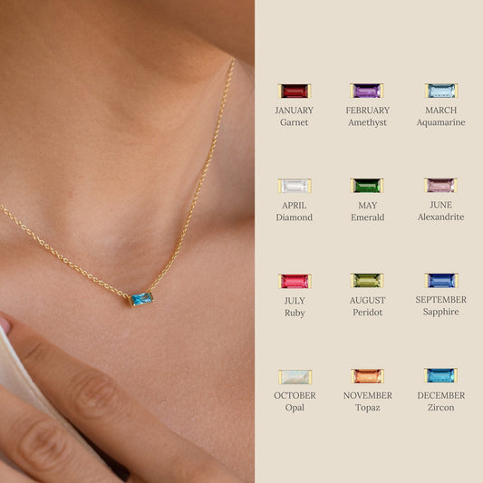 Custom Minimalist Birthstone Bar Necklace