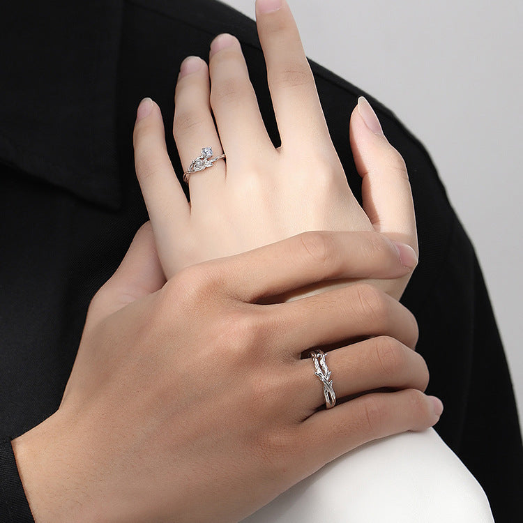 Hot Sale🎁Thorns and Roses S925 Silver Couple Ring