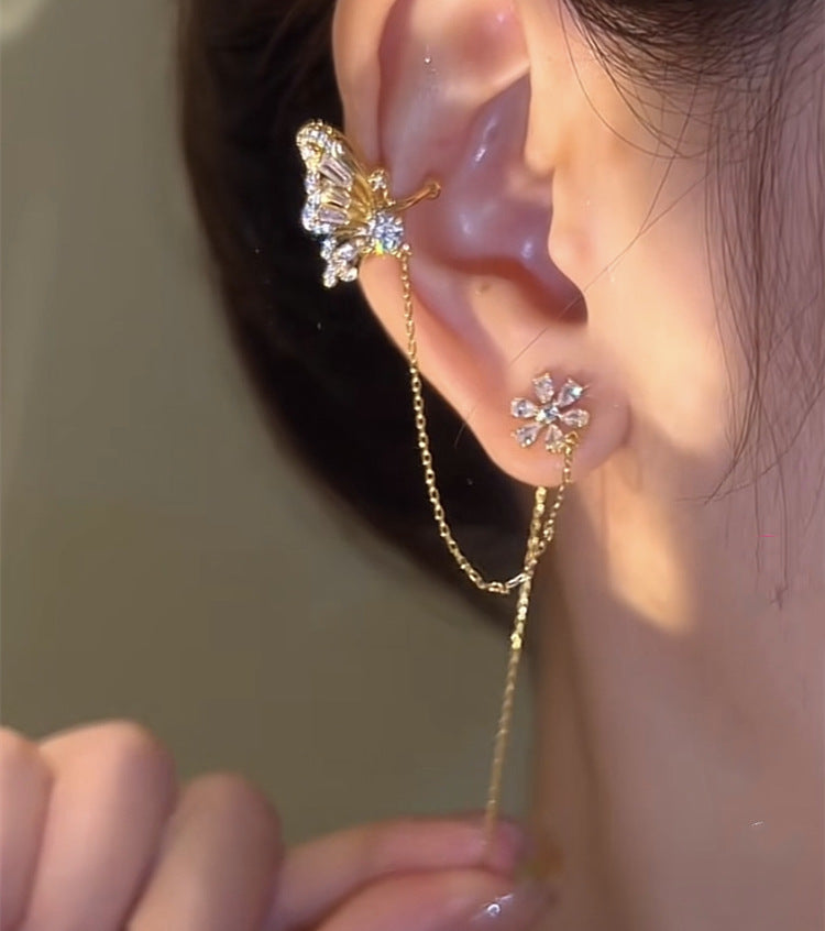 🌸Flower Butterfly Tassel Style Zircon Earrings